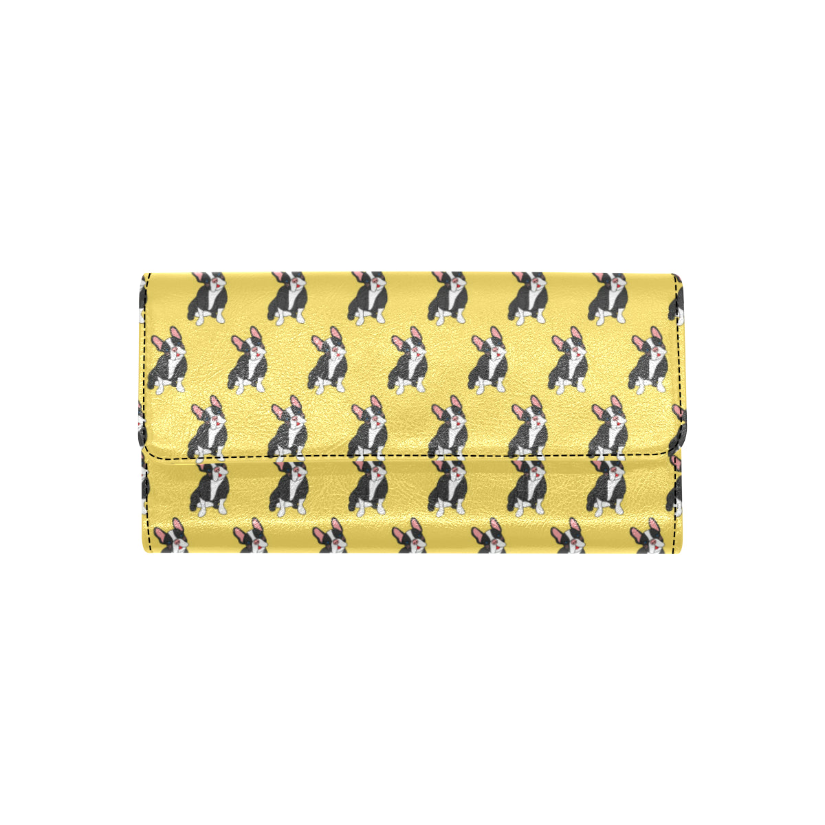 Boston Terrier Pattern Print Design 06 Women's Trifold Wallet