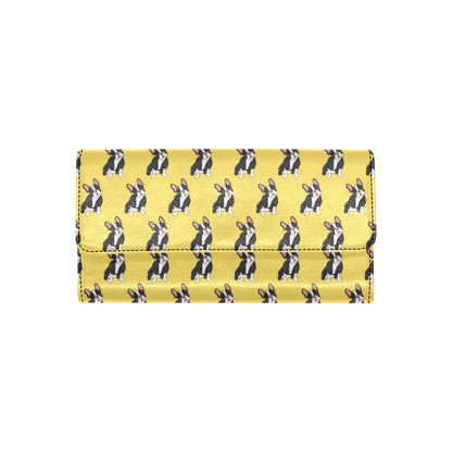 Boston Terrier Pattern Print Design 06 Women's Trifold Wallet