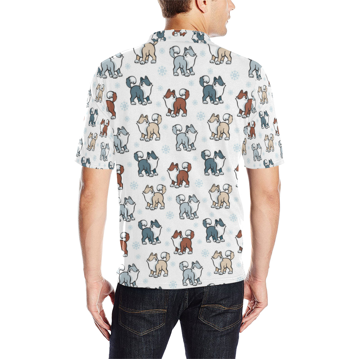 Alaskan Malamute Pattern Print Design 02 Men Polo Shirt