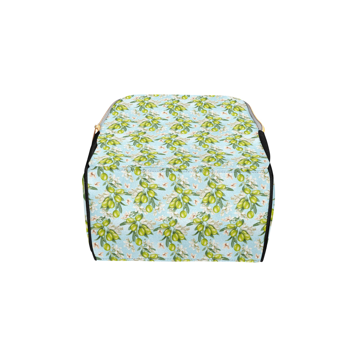 Elegant Olive Floral Print Diaper Bag Backpack