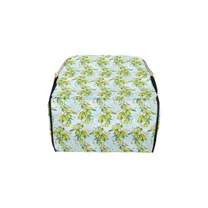 Elegant Olive Floral Print Diaper Bag Backpack