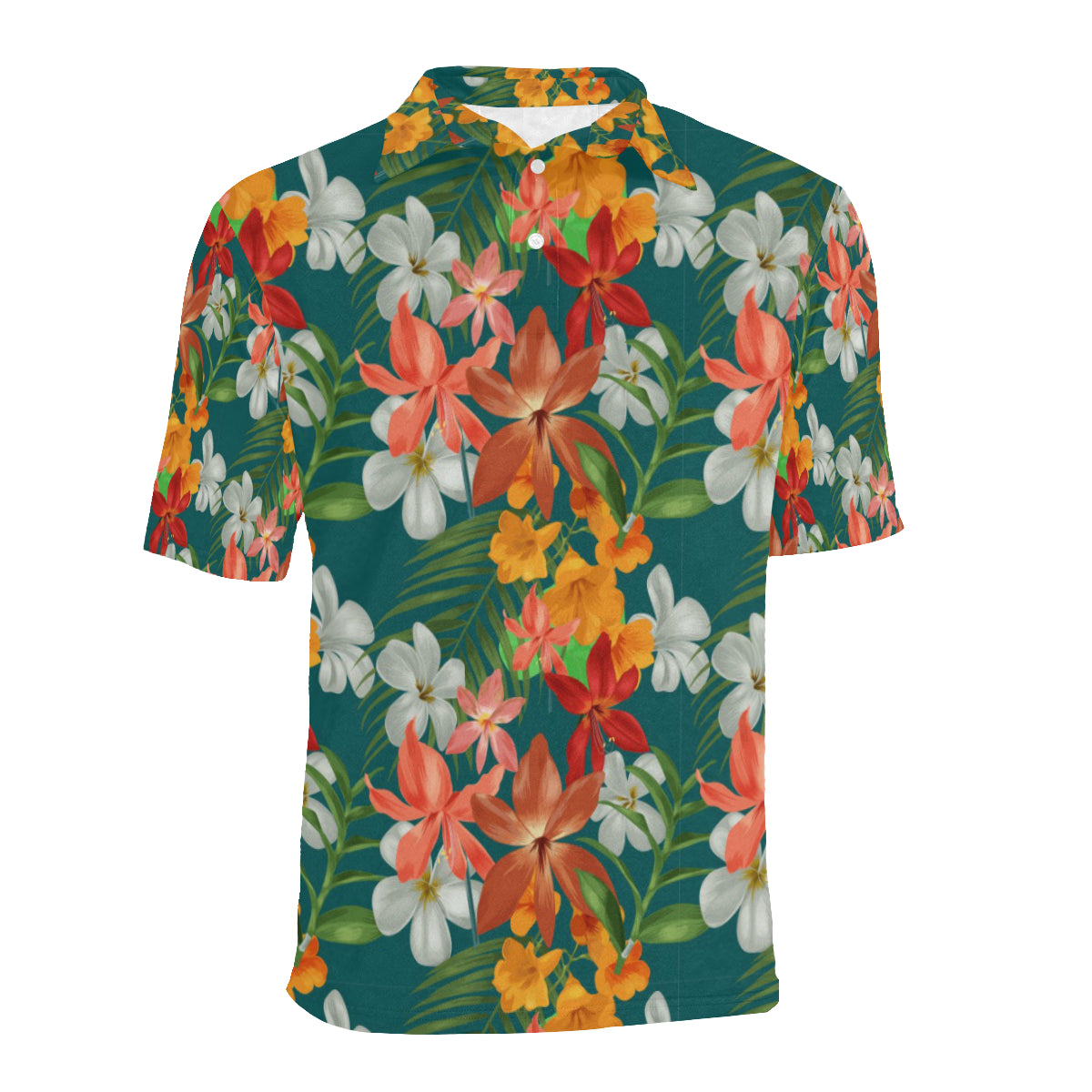 Amaryllis Pattern Print Design AL06 Men Polo Shirt