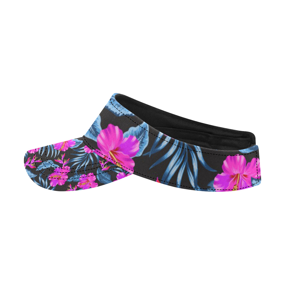 Neon Pink Hibiscus Pattern Print Design HB015 Unisex Sun Visor
