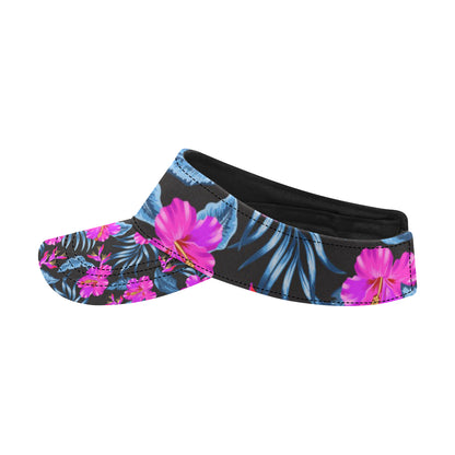 Neon Pink Hibiscus Pattern Print Design HB015 Unisex Sun Visor