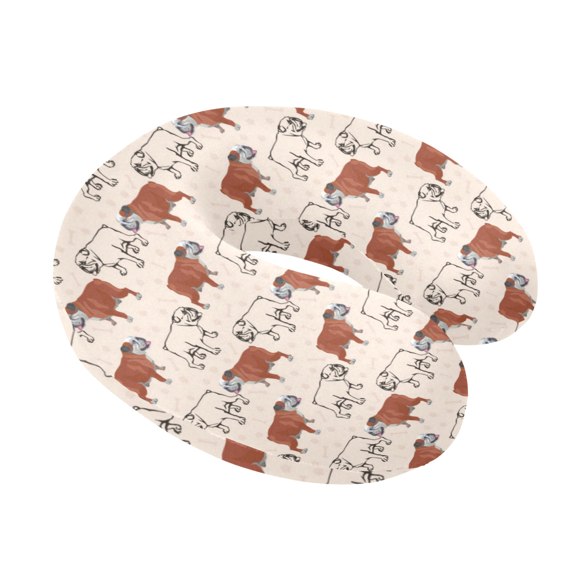 Bulldogs Pattern Print Design 04 U-Shaped Travel Neck Pillow