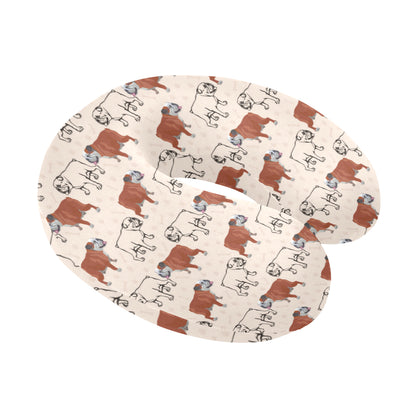 Bulldogs Pattern Print Design 04 U-Shaped Travel Neck Pillow