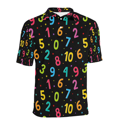 Number Pattern Print Design A04 Men Polo Shirt