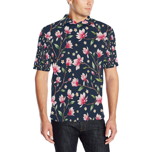 Magnolia Pattern Print Design MAG09 Men Polo Shirt