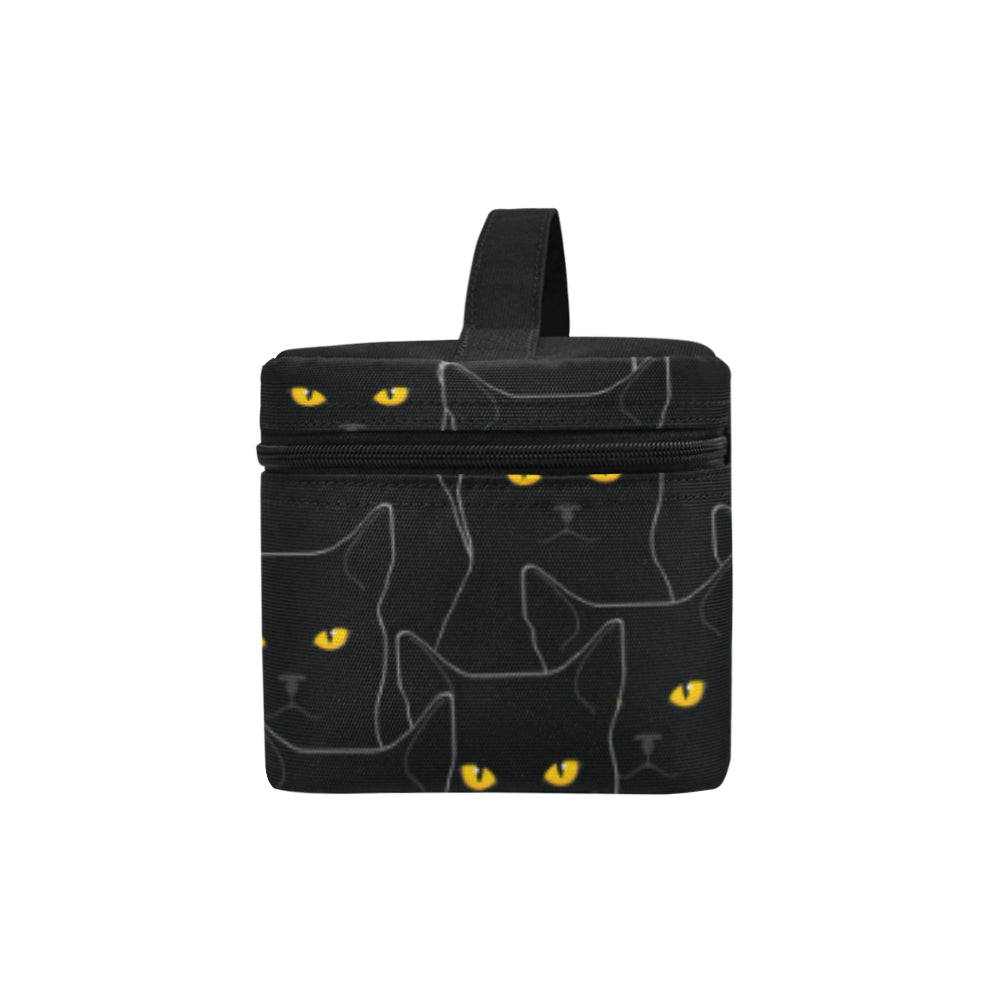 Black Cat Yellow Eyes Print Pattern Makeup Bag