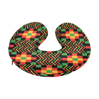Kente Pattern Print Design 01 U-Shaped Travel Neck Pillow