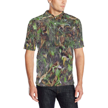 Camouflage Realistic Tree Print Men Polo Shirt