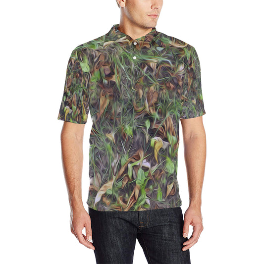 Camouflage Realistic Tree Print Men Polo Shirt