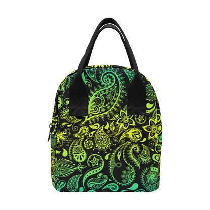 Paisley Green Design Print Insulated Lunch Bag