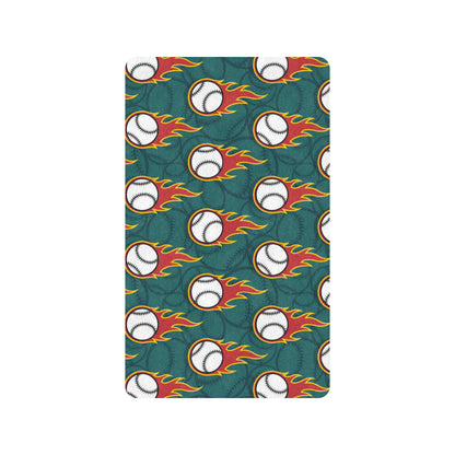 Baseball Fire Print Pattern Rubber Doormat