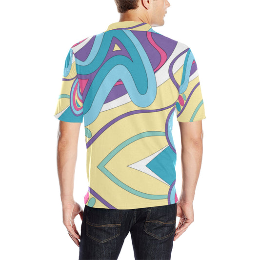 Funky Retro Pattern Print Design A01 Men Polo Shirt