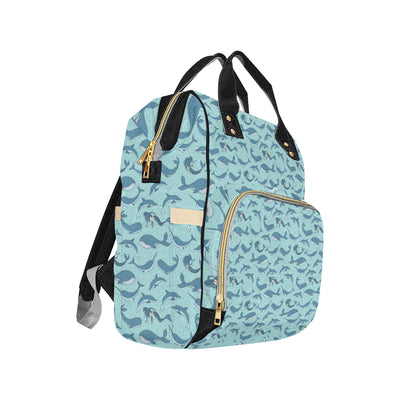 Narwhal Themed Print Diaper Bag Backpack