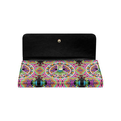 Peace Sign Pattern Print Design A03 Women's Trifold Wallet