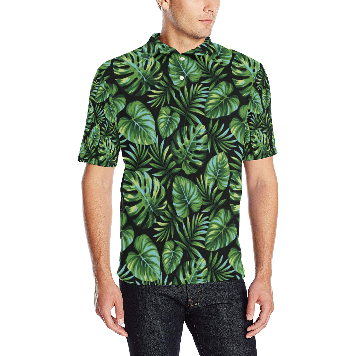 Palm Leaves Pattern Print Design PL013 Men Polo Shirt