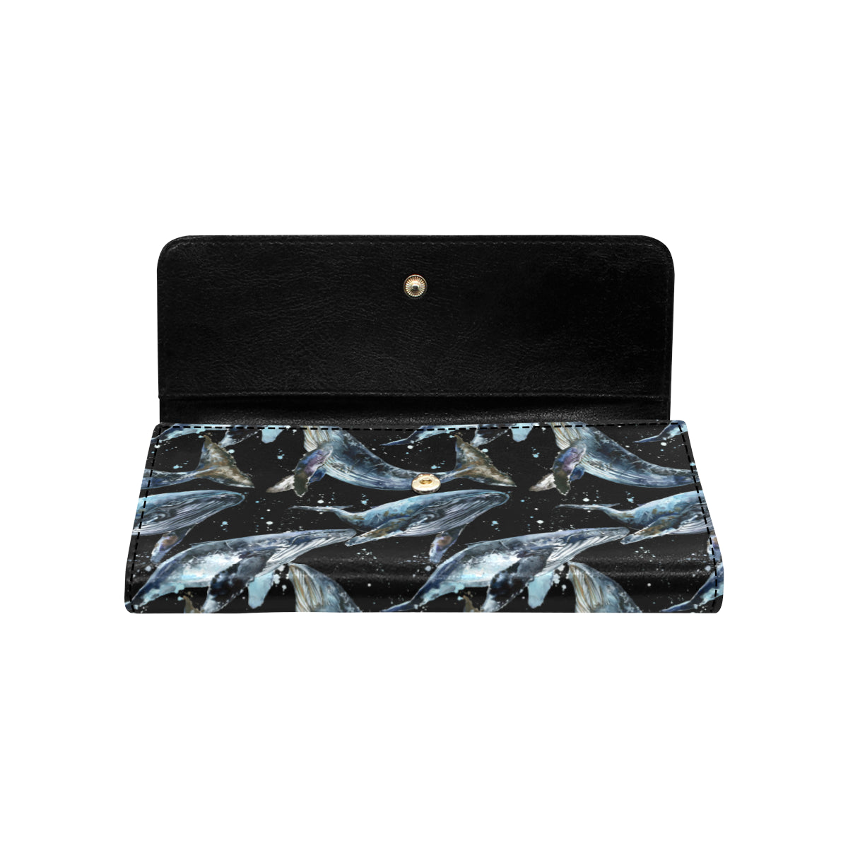 Humpback Whale Pattern Print Design 01 Women's Trifold Wallet