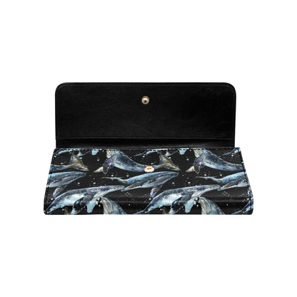 Humpback Whale Pattern Print Design 01 Women's Trifold Wallet