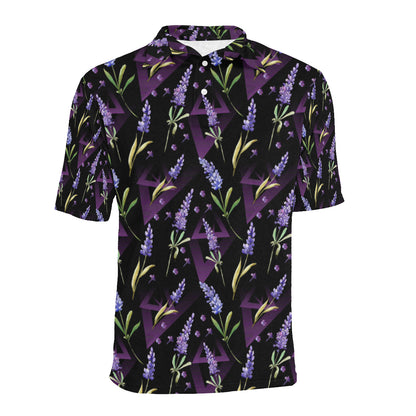 Lavender Pattern Print Design LV07 Men Polo Shirt