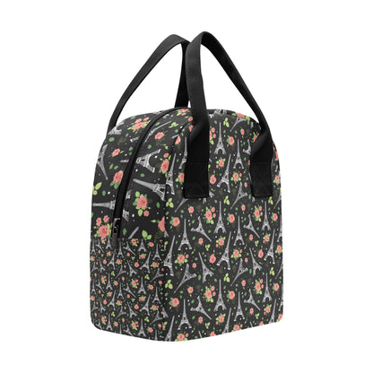 Eiffel Tower Rose Print Insulated Lunch Bag