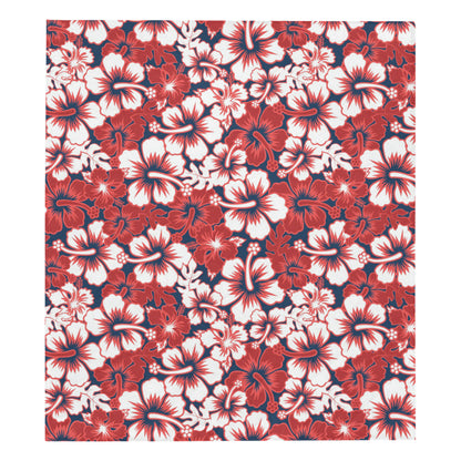Red Hibiscus Pattern Print Design HB01 Premium Quilt