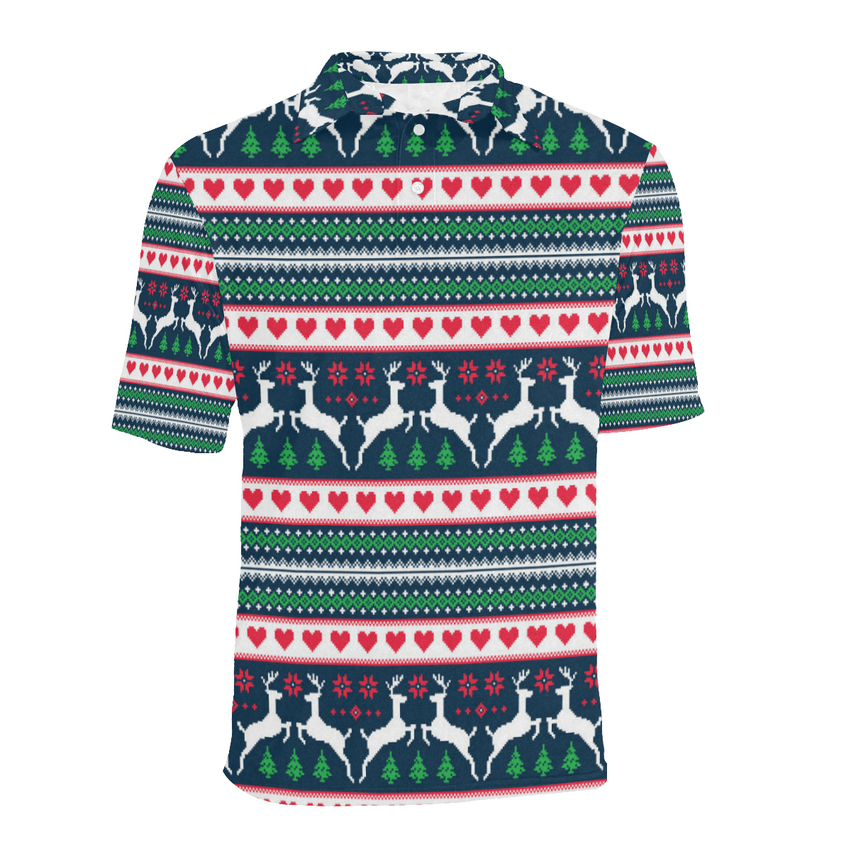 Reindeer Pattern Print Design 03 Men Polo Shirt