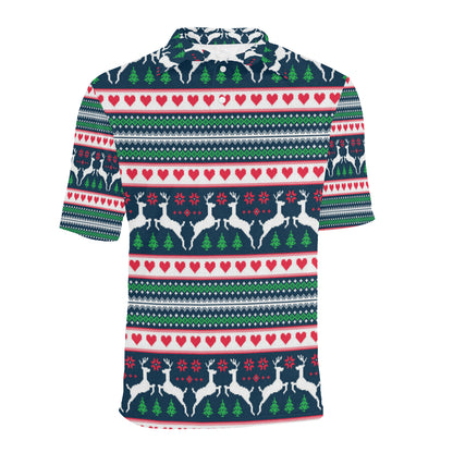 Reindeer Pattern Print Design 03 Men Polo Shirt