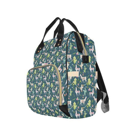 Llama with Cactus Design Print Diaper Bag Backpack