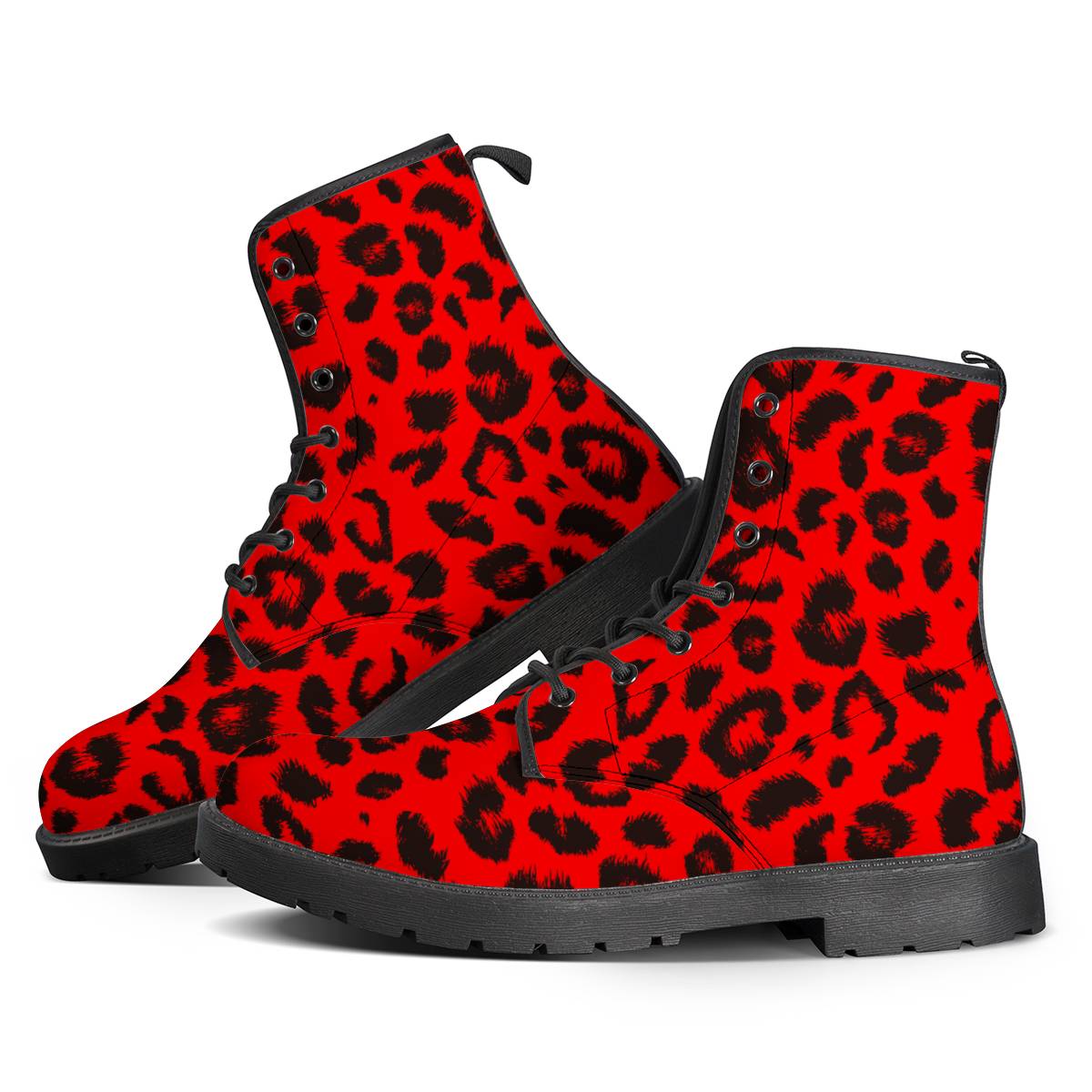 Leopard Red Skin Print Women Leather Boots