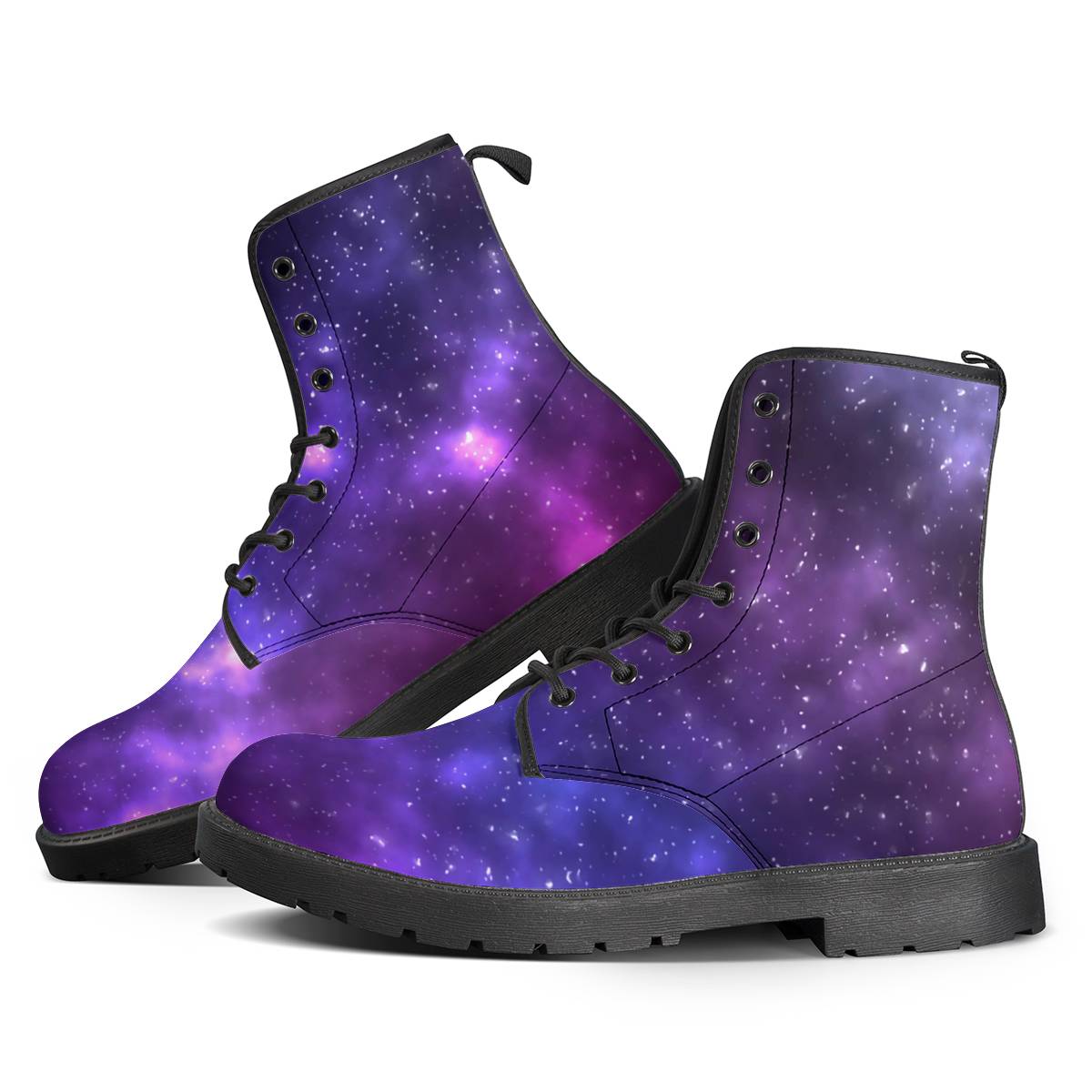 Celestial Purple Blue Galaxy Women Leather Boots