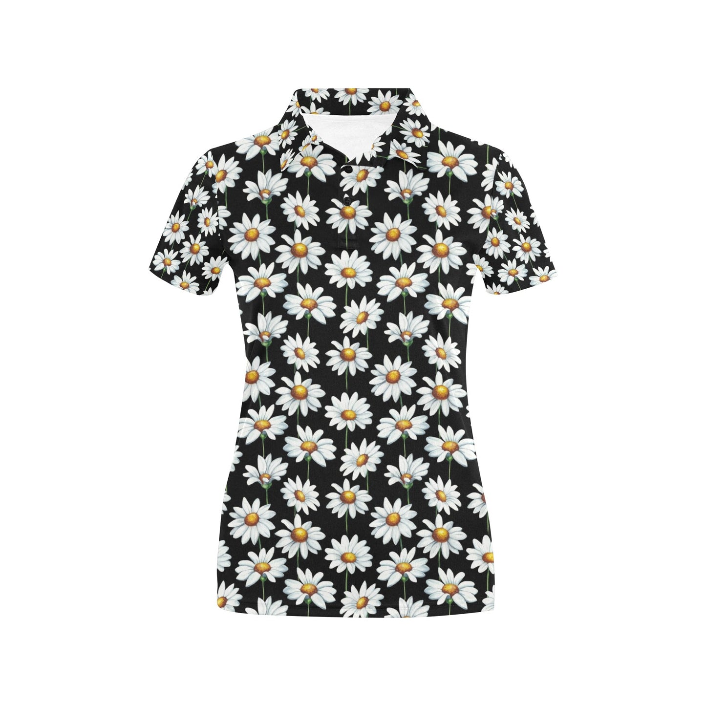 Daisy Print Pattern Women's Polo Shirt