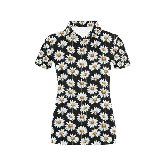 Daisy Print Pattern Women's Polo Shirt