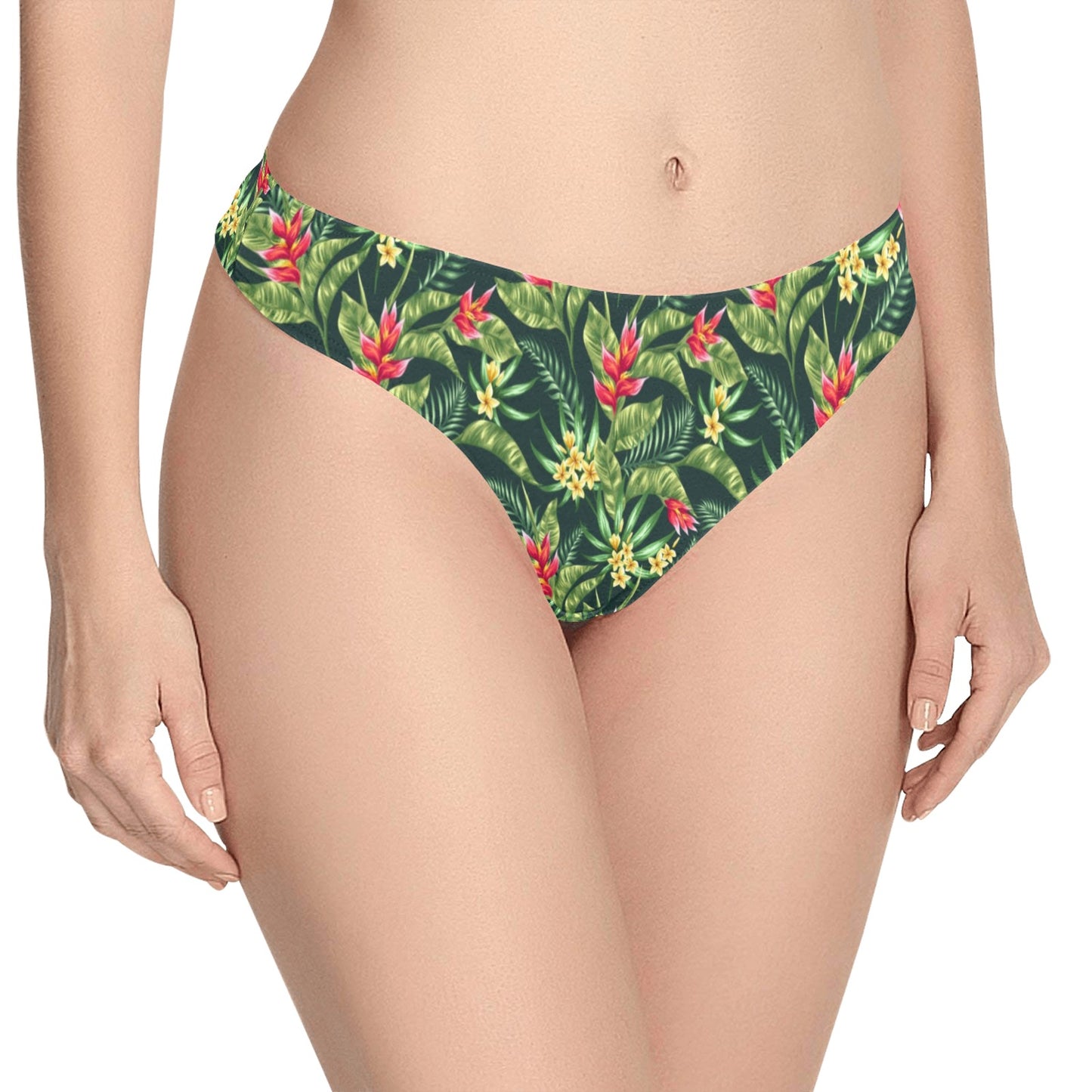 Tropical Folower Red Heliconia Print Women's Thongs