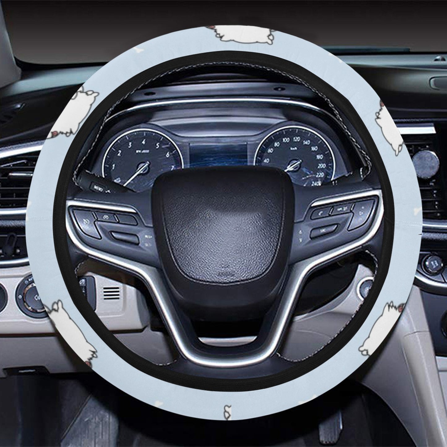 Samoyeds Print Design LKS302 Steering Wheel Cover with Elastic Edge