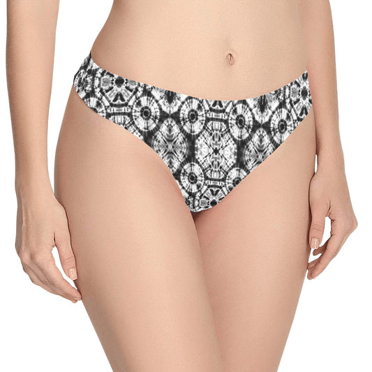 Tie Dye Black White Design Print Women's Thongs