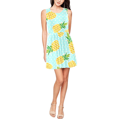 Pineapple Pattern Print Design PP01 Sleeveless Dress