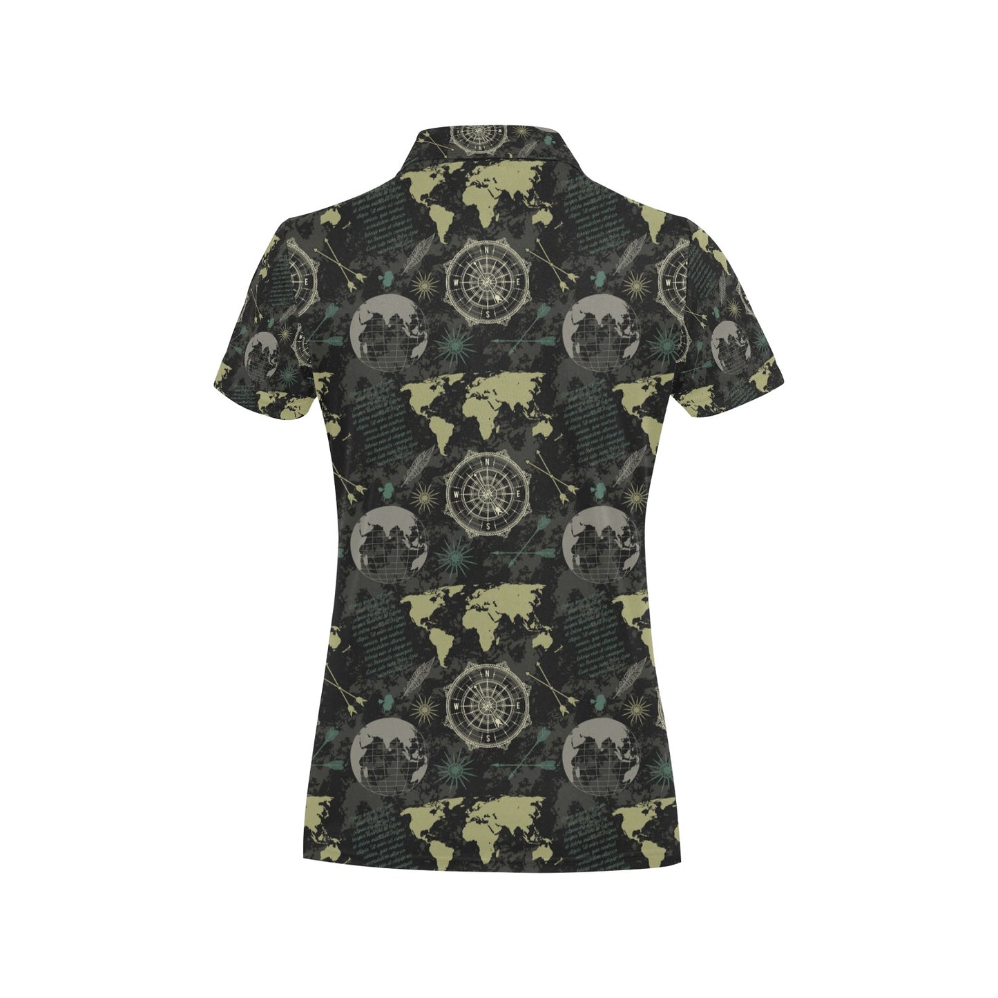 World Map Print Design LKS303 Women's Polo Shirt