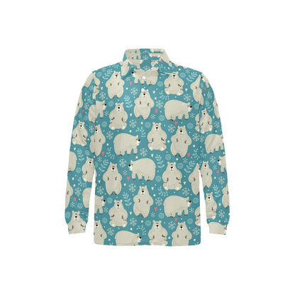 Bear Pattern Print Design BE04 Long Sleeve Polo Shirt For Men's