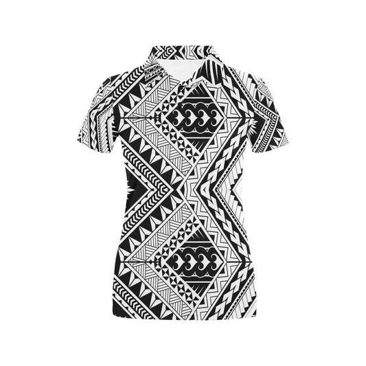 Samoan Tattoo Style Print Design LKS307 Women's Polo Shirt
