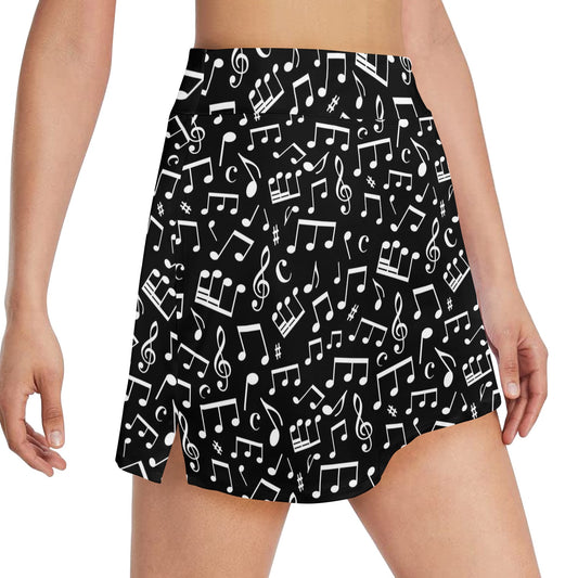 Music Note Black white Themed Print 17" Golf & Pickleball Skort with Pockets