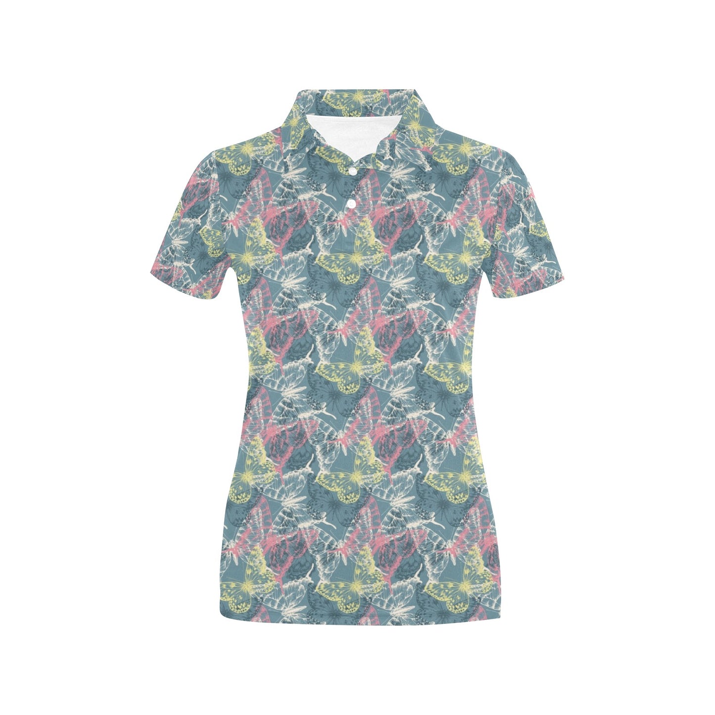 Butterfly Pattern Print Design 01 Women's Polo Shirt