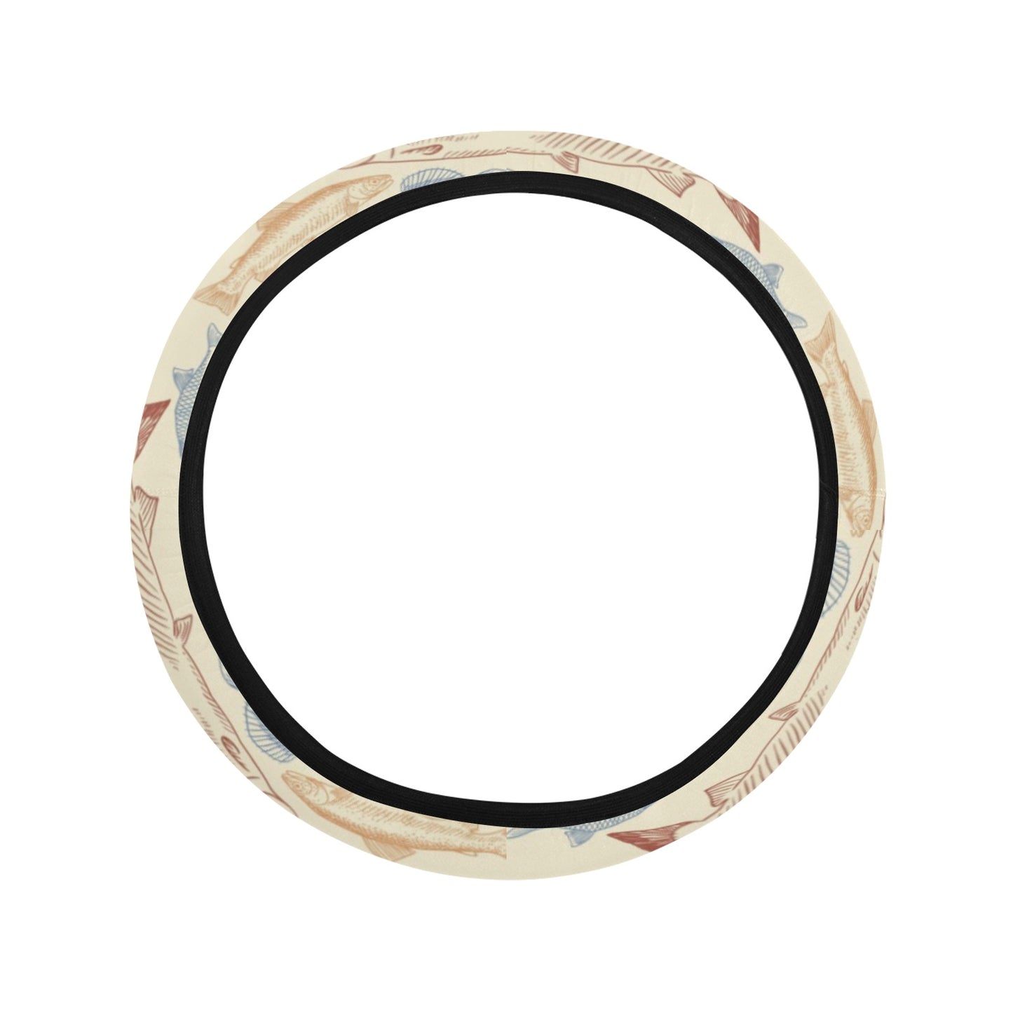 Salmon Fish Print Design LKS302 Steering Wheel Cover with Elastic Edge