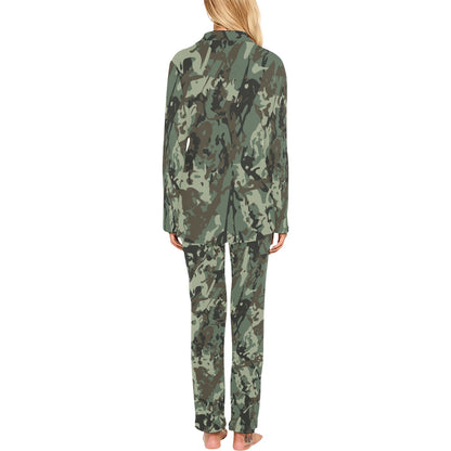 Camouflage Pattern Print Design 06 Women's Long Pajama Set