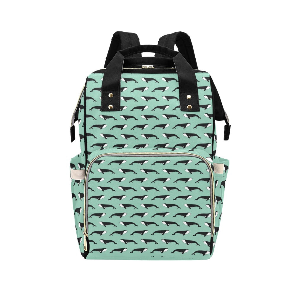 Whale Print Design LKS307 Diaper Bag Backpack