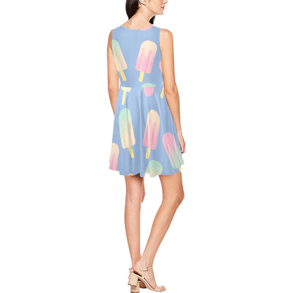 Ice Cream Pattern Print Design 05 Sleeveless Dress