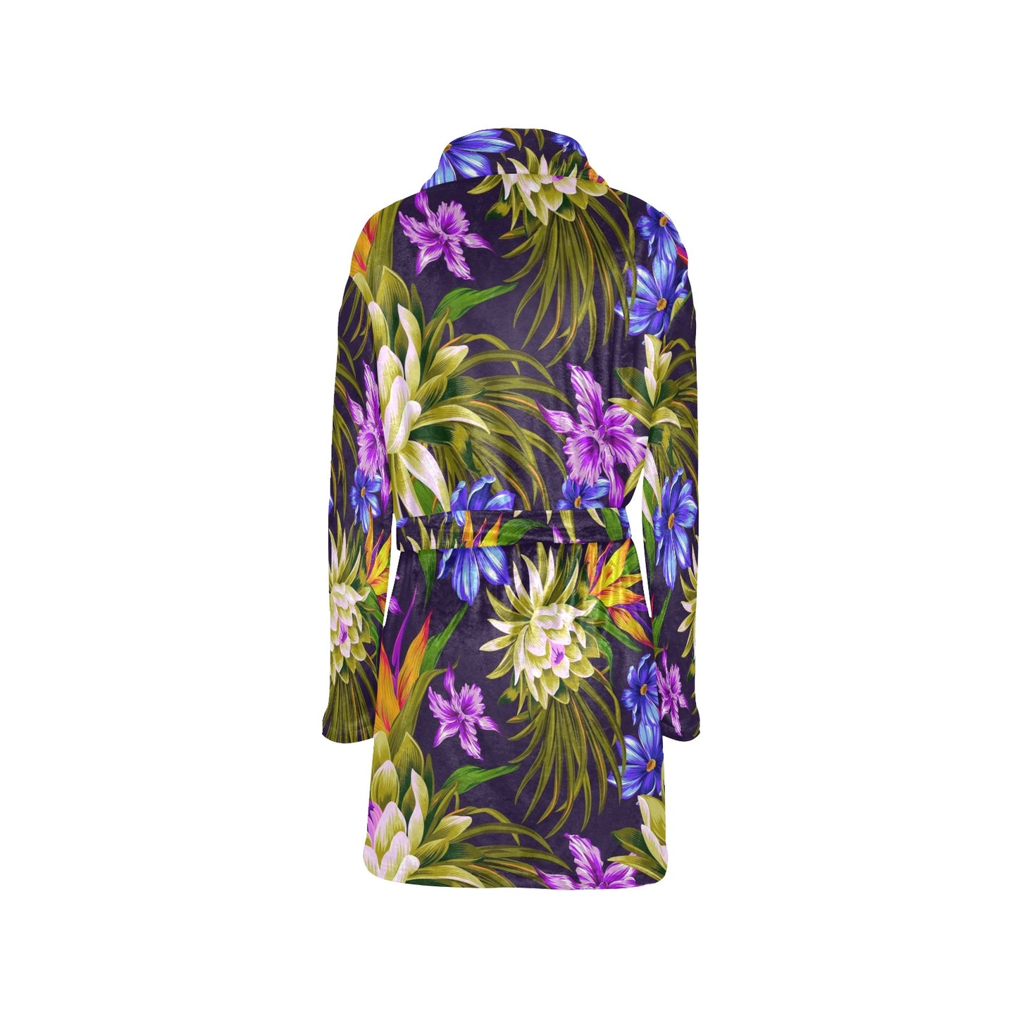 Water Lily Pattern Print Design WL08 Women's Fleece Robe