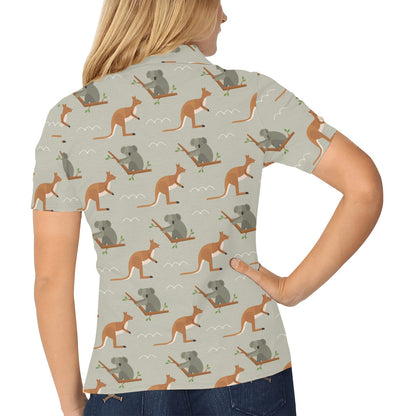 Koala Pattern Print Design 03 Women's Polo Shirt