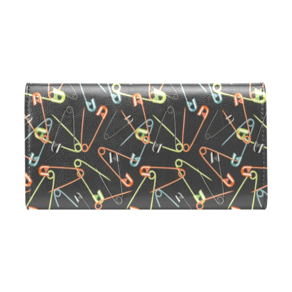 Safety Pin Print Design LKS301 Women's Trifold Wallet